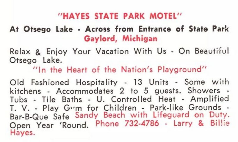 Hayes State Park Motel - Postcard